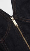 Askılı Fermuarlı Mini Tasarım Denim Elbise
