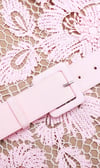 Askılı Kemerli Pembe Güpür Midi Elbise
