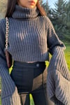 Balıkçı Yaka Yarasa Kol Crop Kazak