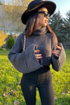 Balıkçı Yaka Yarasa Kol Crop Kazak