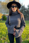 Balıkçı Yaka Yarasa Kol Crop Kazak