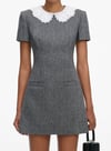 Bebe Yaka Gri Tasarım Mini Elbise