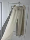 Beli Bağcıklı Bol Paça Natural Keten Pantolon