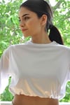Beyaz Büzgülü T-Shirt