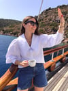 Beyaz V Yaka Vintage Gömlek