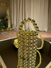 Boncuklu Silindir Gold Çanta