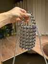Boncuklu Silindir Silver Çanta