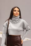 Buz Mavisi Dalgıç Kumaş Sweatshirt