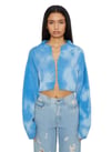 Çengelli İğne Detaylı Tie Dye Mavi Hırka
