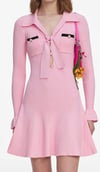 Cepli Pembe Mini Triko Elbise
