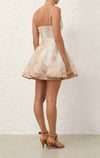 Çiçek Desenli Pencere Detaylı İpek Premium Mini Elbise