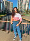 Çizgili Yanları Büzgülü T-Shirt