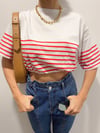 Çizgili Yanları Büzgülü T-Shirt