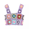 Çok Renkli Patchwork Crochet Bluz