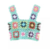 Çok Renkli Patchwork Crochet Bluz