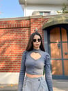 Dik Yaka Düğmeli Crop Hırka