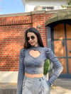 Dik Yaka Düğmeli Crop Hırka