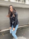 Fermuarlı Deri Tasarım Ceket