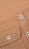 Gold Düğmeli Peplum Detaylı Midi Triko Camel Elbise