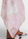 Halter Yaka Pembe Desenli Saten Premium Midi Elbise