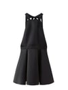 Halter Yaka Saten Siyah Tasarım Mini Elbise
