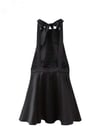 Halter Yaka Saten Siyah Tasarım Mini Elbise