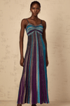 İnce Askılı A Kesim Çizgili Maksi Elbise