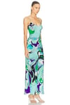 İp Askılı Desenli Premium Maksi Elbise