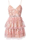 İşlemeli Pembe Mini Elbise