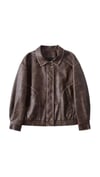 Kahverengi Oversize Deri Ceket