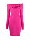 Kayık Yaka Tasarım Triko Elbise (Pembe)