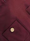 Kemerli Düğmeli Balon Etekli Bordo Midi Tasarım Elbise