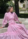 Kemerli Fırfır Detaylı Tasarım Pembe Elbise