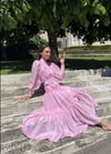 Kemerli Fırfır Detaylı Tasarım Pembe Elbise