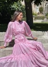 Kemerli Fırfır Detaylı Tasarım Pembe Elbise