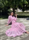 Kemerli Fırfır Detaylı Tasarım Pembe Elbise