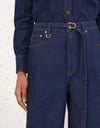 Kemerli Lacivert Yüksek Bel Premium Jean