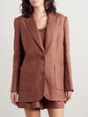 Kiremit Vatkalı Keten Premium Oversize Blazer