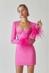 Kolları Otriş Detaylı Tasarım Mini Elbise (Pembe)