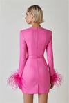Kolları Otriş Detaylı Tasarım Mini Elbise (Pembe)