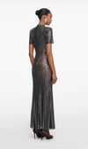 Kristal Taşlı Premium Midi Silver Elbise