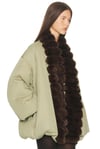 Kürklü Kuşaklı Premium Haki Puffer Ceket
