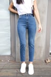 Lacivert Yüksek Bel Mom Jean