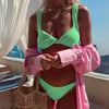 Önü Burgu Detaylı Su Yeşili Bikini Takım