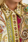 Patchwork Desenli Kuşaklı Koton Mini Premium Elbise
