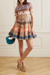 Patchwork Pileli Tasarım Mini Elbise
