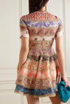 Patchwork Pileli Tasarım Mini Elbise