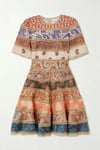 Patchwork Pileli Tasarım Mini Elbise