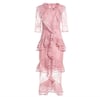 Pembe Dantelli Midi Boy Tasarım Elbise