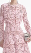 Pembe Kristal Taşlı Güpür Crop Tasarım Ceket